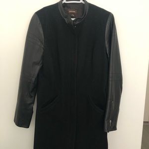 Mid-length Danier wool coat with leather sleeves